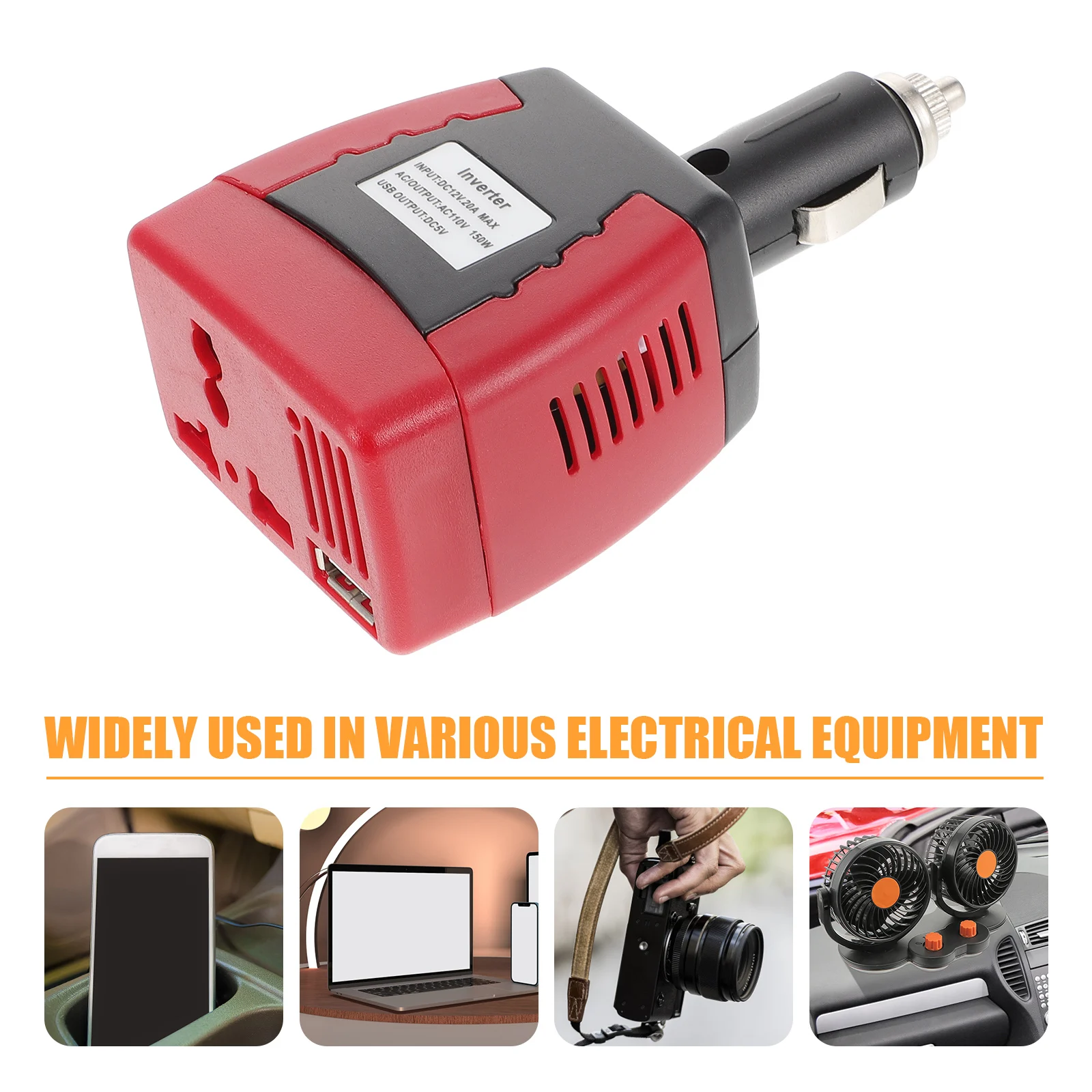 

Car 12V To 110V Power Inverter For Vehicle Portable Office Travel Use 150W Max Abs Flame Retardant Automotive