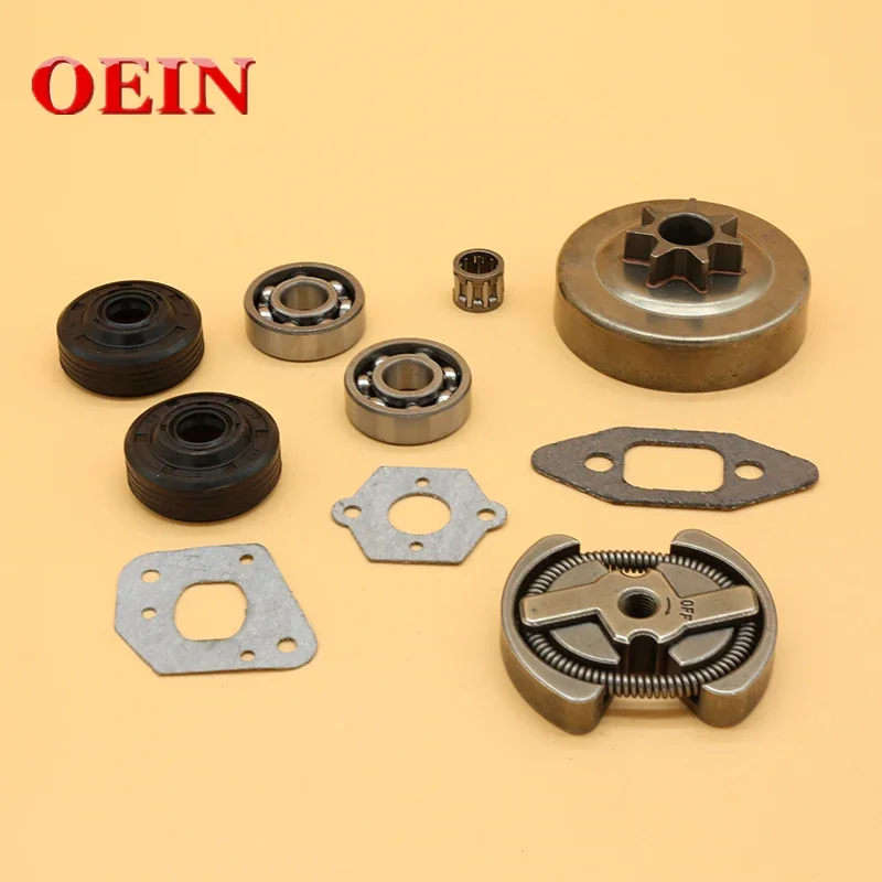 .325 Pitch 7T Clutch Drum Sprocket Rim Bearing Oil Seal Gaskets Kit For PARTNER 350 351 352 370 371 390 420 Chainsaw Parts