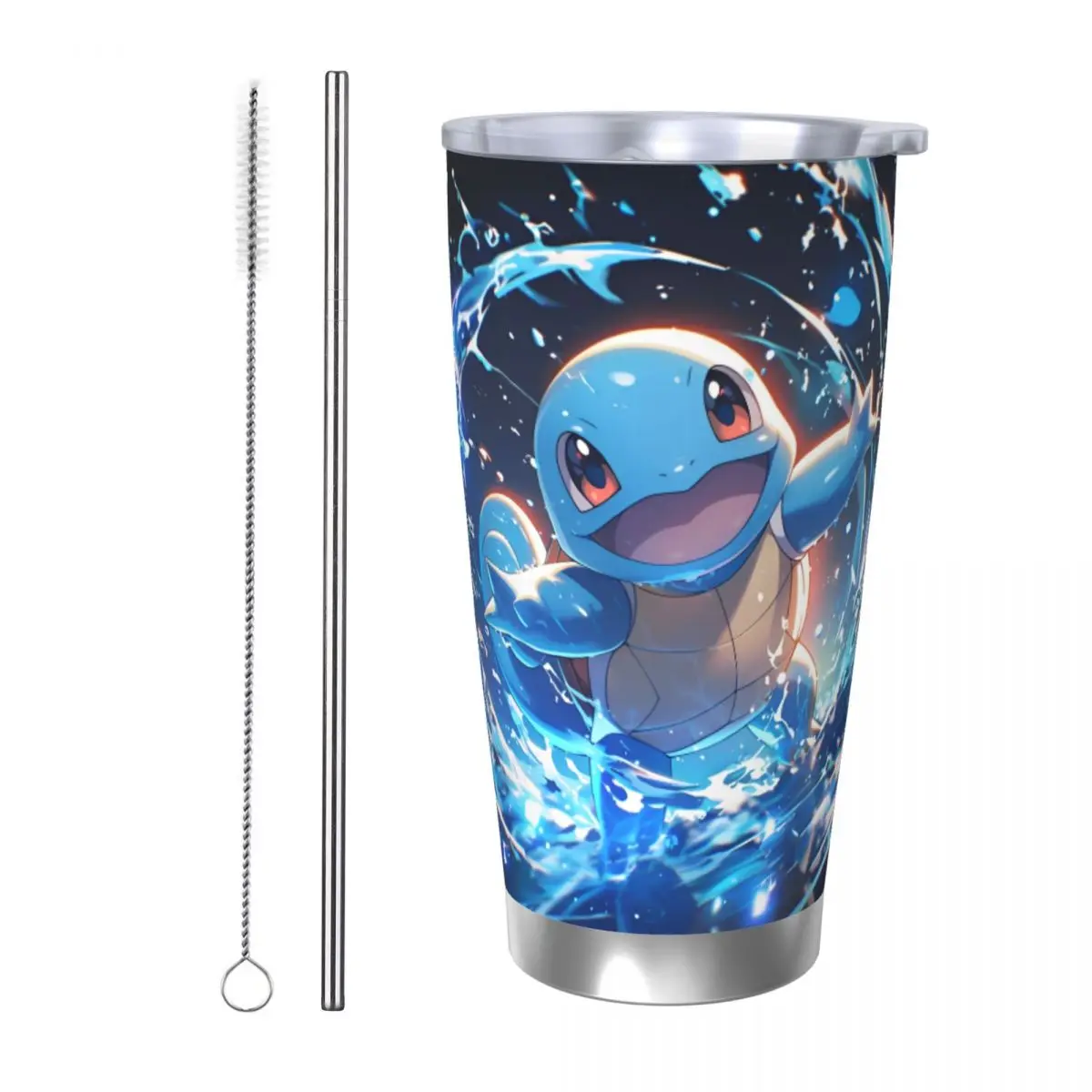 

Милый мультяшный стакан со сквиртами, вакуумная изоляция, термочашка с покемонами, кружки для чая для смузи из нержавеющей стали, защита от проливания, 20 унций