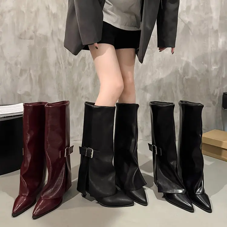 

Women's Tall Boots Fashion 2025 European and American New Outward-worn Pointed Toe Long-thigh Boots