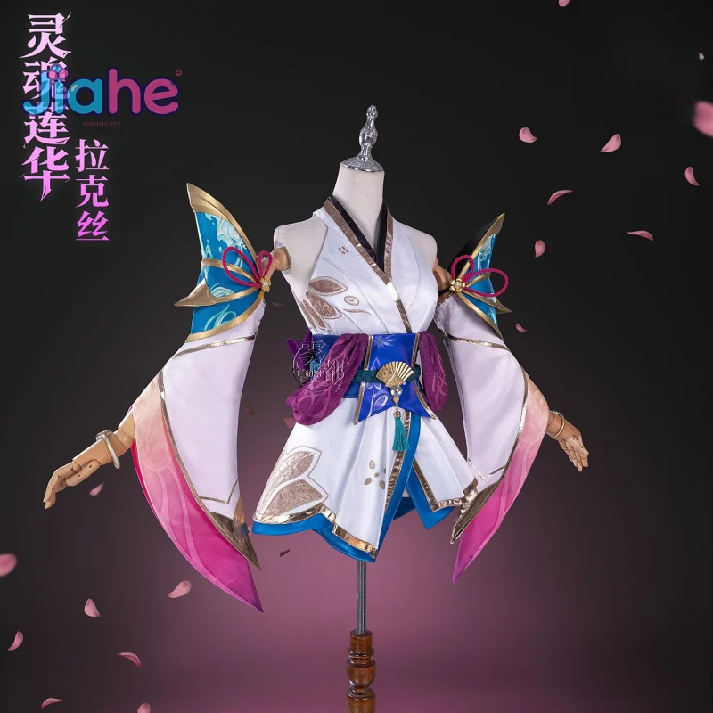 Luxanna Crownguard لعبة LOL تأثيري حلي سيدة اللمعان فستان حفلة الهالوين شعر مستعار الدعامة مجموعة المرأة مثير موحدة S-XXL