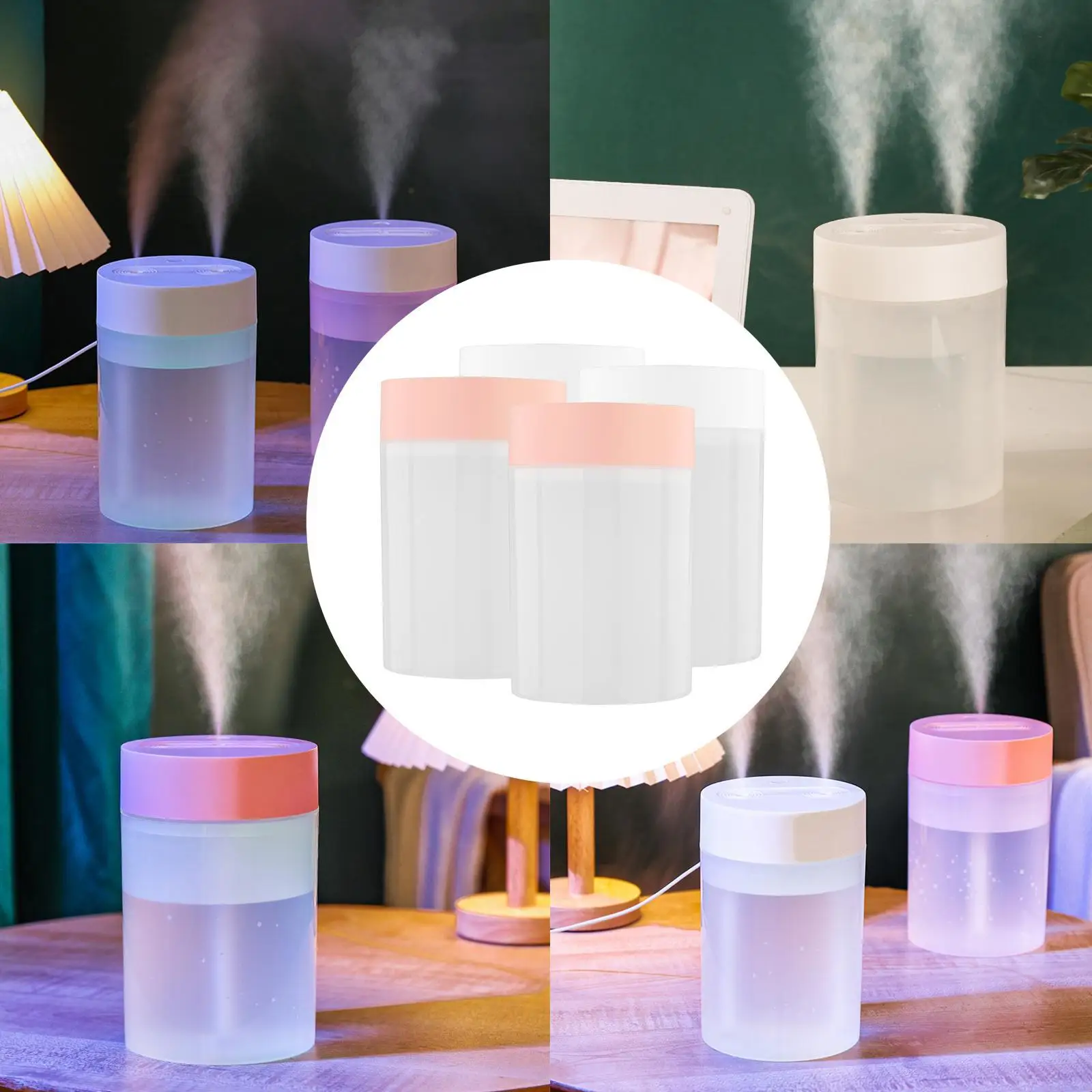 Nawilżacz powietrza 1600 ml Dyfuzor zapachowy LED Lampka nocna Cicha praca Aroma