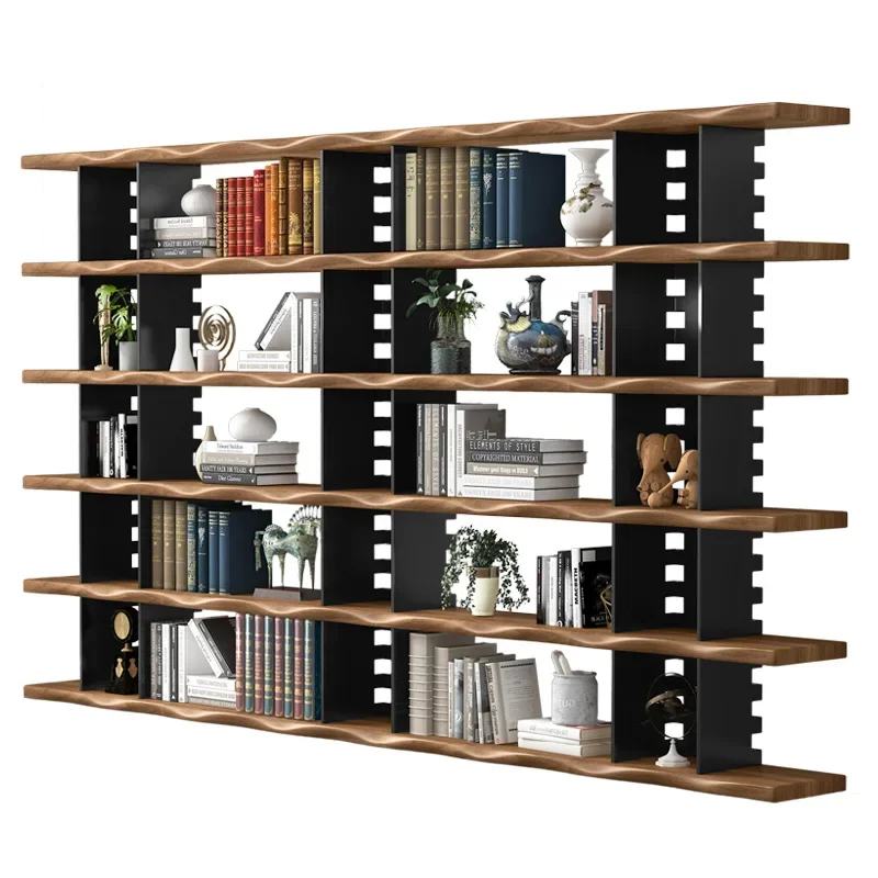 Internet celebrity living room solid wood bookshelf shelf floor-to-ceiling multi-layer display