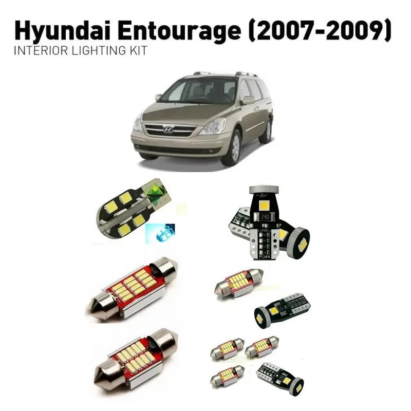 

Для Hyundai entourage 2007-2009 11 шт. автомобильное светодиодное внутреннее освещение авто автомобильные лампы лампы для автомобилей без ошибок