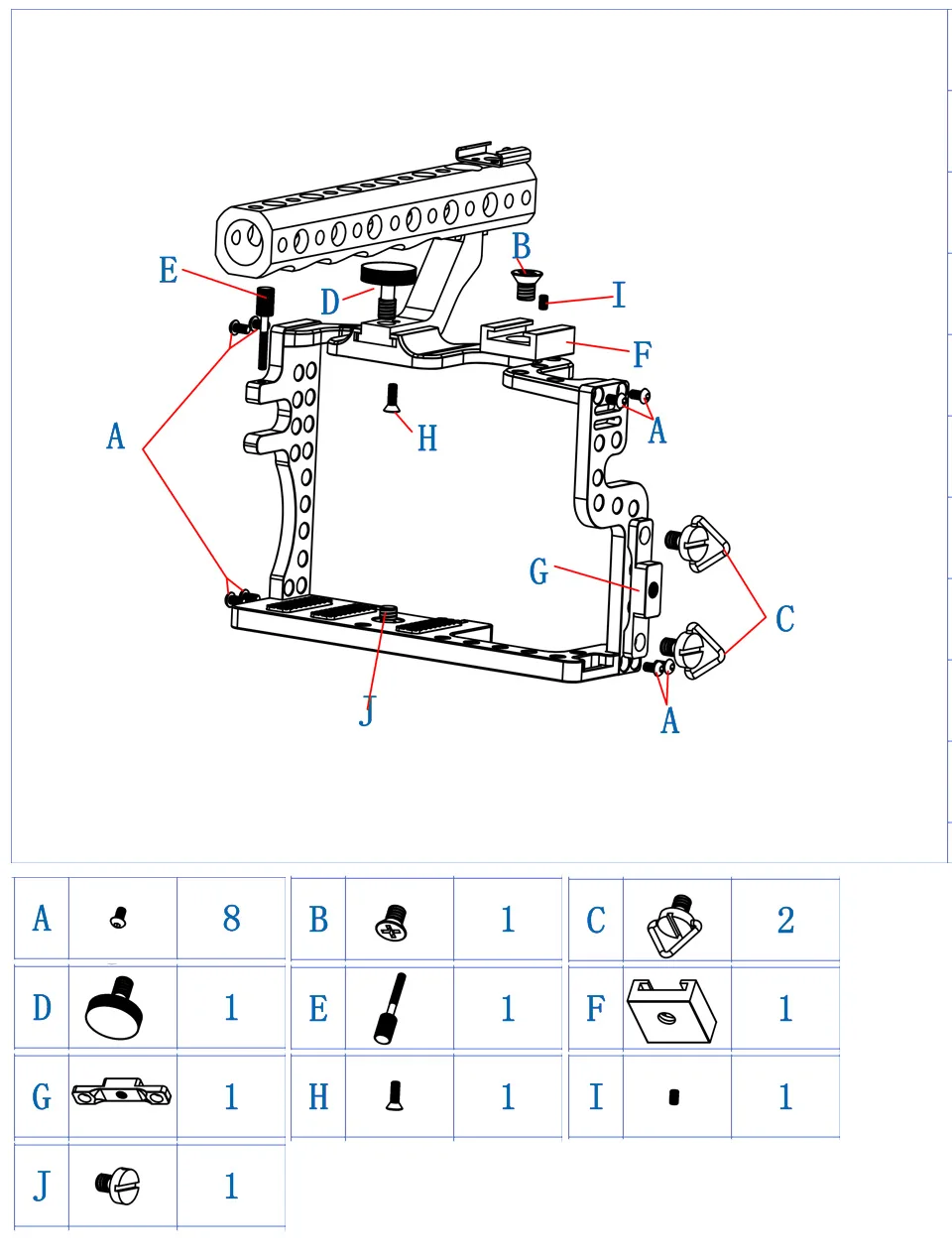 Kamera Käfig Rig GH3 GH4 GH5 Schutz Gehäuse Fall Top Griff Grip für Panasonic Lumix DSLR Video Stativ Verlängerung Kit – Detail 1