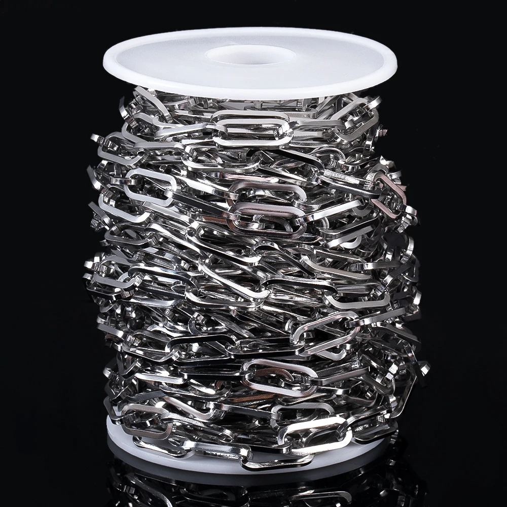 1M Stainless Steel Flat Square Frame Link Chains for DIY Jewelry Making
