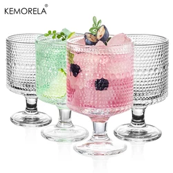 4PCS Hobnail Iced Beverage Goblets Vintage 8oz Glassware Hobnail Goblet Glasses Glass Cups For Wine Soda Juice Parties Bars