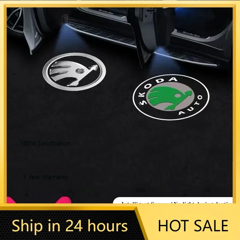 

Car Sticker 2025 Hot 2Pcs Wireless Led Car Door Welcome Laser Projector Logo Ghost Shadow Night Lights For Skoda Octavia Rapid K