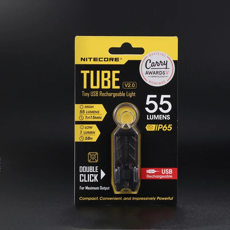 NITECORE TUBE V2.0 U-Pole Lamp Keychain Light 45Lumens USB Rechargeable EDC Pocket Flashlight