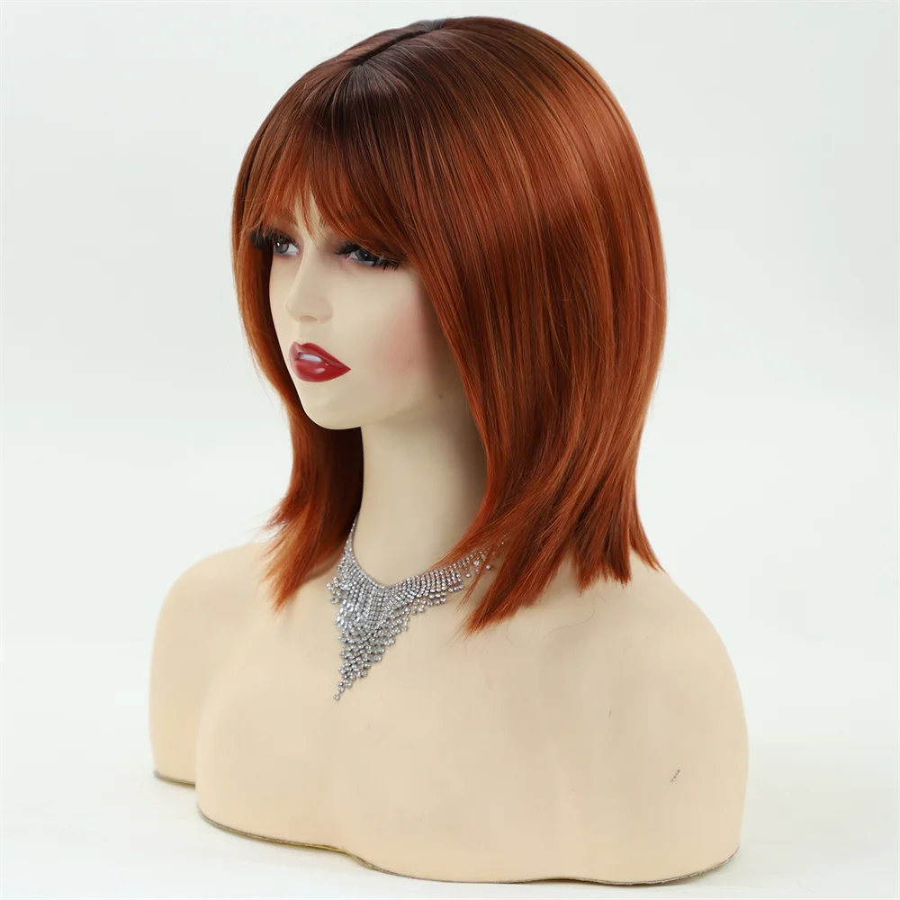 OUCEY  Synthetic Hair Short BOB Wig Female StraightWigs for Women Natural Wig Woman Brown Black Pink Wigs Women