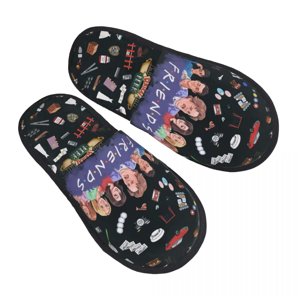 Colorful Pair Best Friends TV Show Men Women Furry slippers,Cosy printing pantoufle homme Home slippers