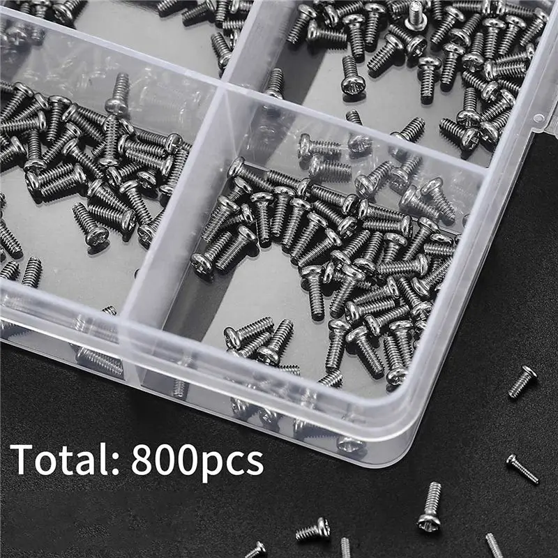 REST 800 Pc Tiny Screws for Electronics, Small Mini Pan Head Machine Screws Kit for Eyeglasses Watches Clocks Repair