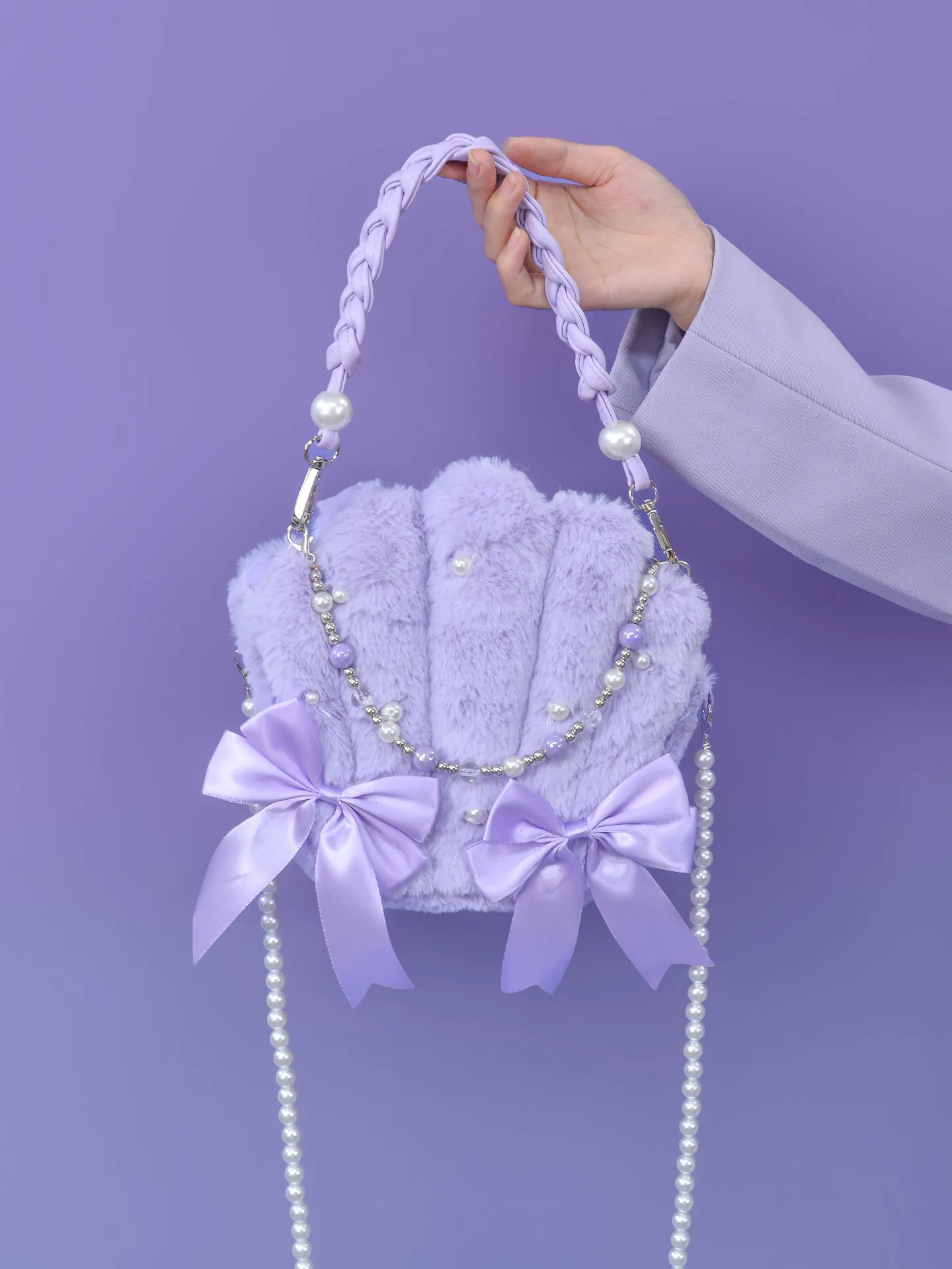 

Оригинальная фиолетовая зимняя плюшевая сумка-мессенджер, нишевый дизайн, осенне-зимняя, нежная, для женщин