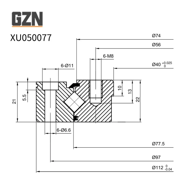 Imagem -02 - Rolamento de Rolo Cruzado sem Dentes da Engrenagem Precisão Anel do Giro Xu050077 40 mm x 112 mm x 21 mm 1pc