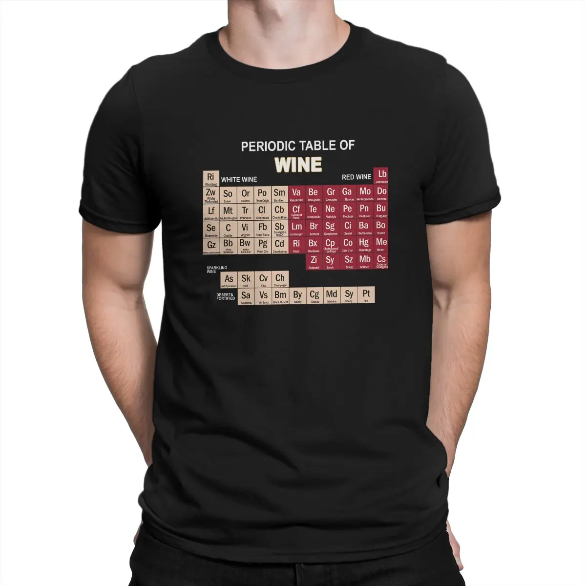 Periodic Table Of Elements Funny Wine Tshirt Graphic Men Tops Vintage Homme Summer Polyester Clothing Harajuku T Shirt