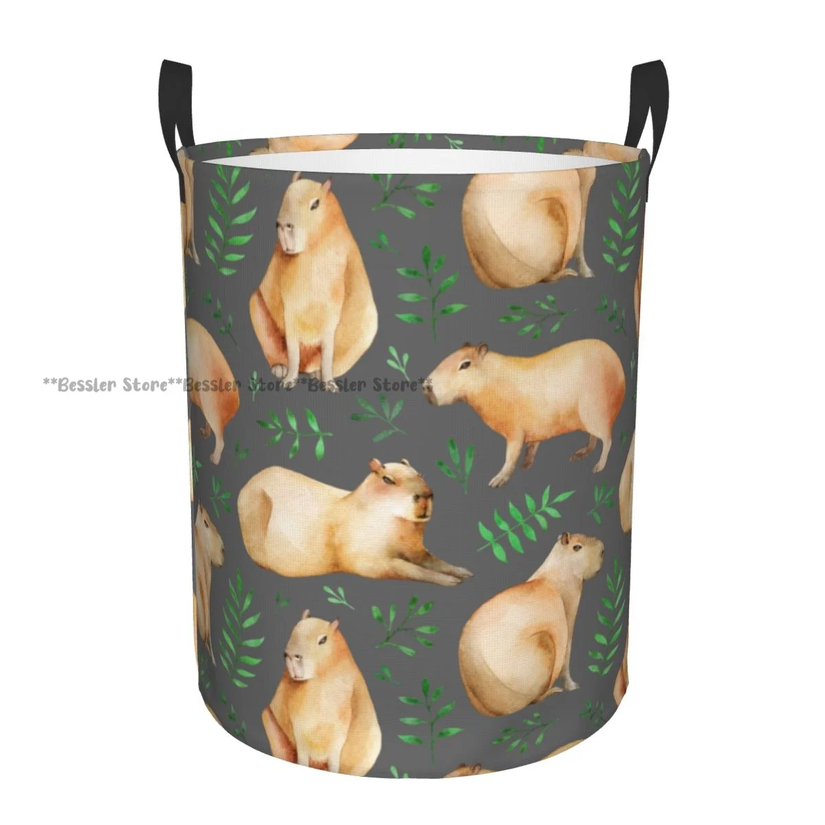 Foldable Laundry Basket for Dirty Clothes Capybara Cute Leaf Wild Animal Storage Hamper Kids Baby Home Organizer