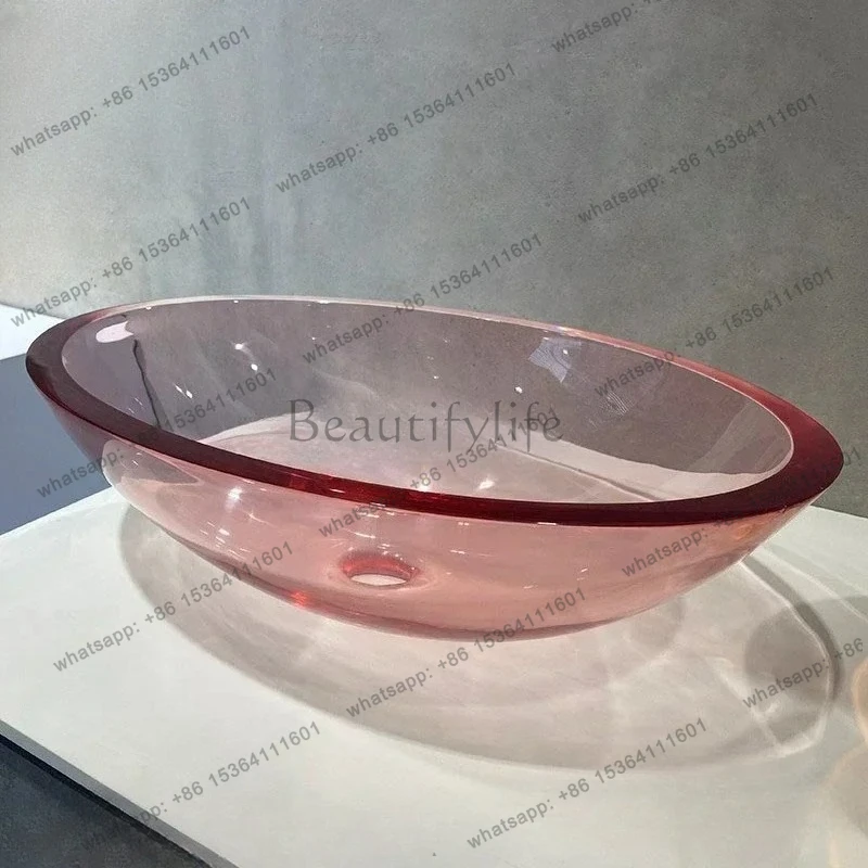 Nuovo lavabo da tavolo in resina trasparente verde lavabo da balcone di piccole dimensioni lavabo quadrato per uso domestico