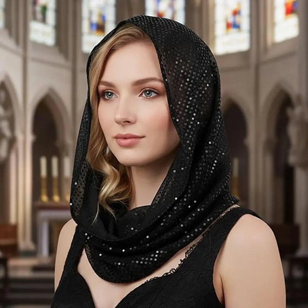 Stylish Hooded Design Head Scarf Stylish Breathable Sequin Rave Hood Multi-Functional Festival Headwear Unisex