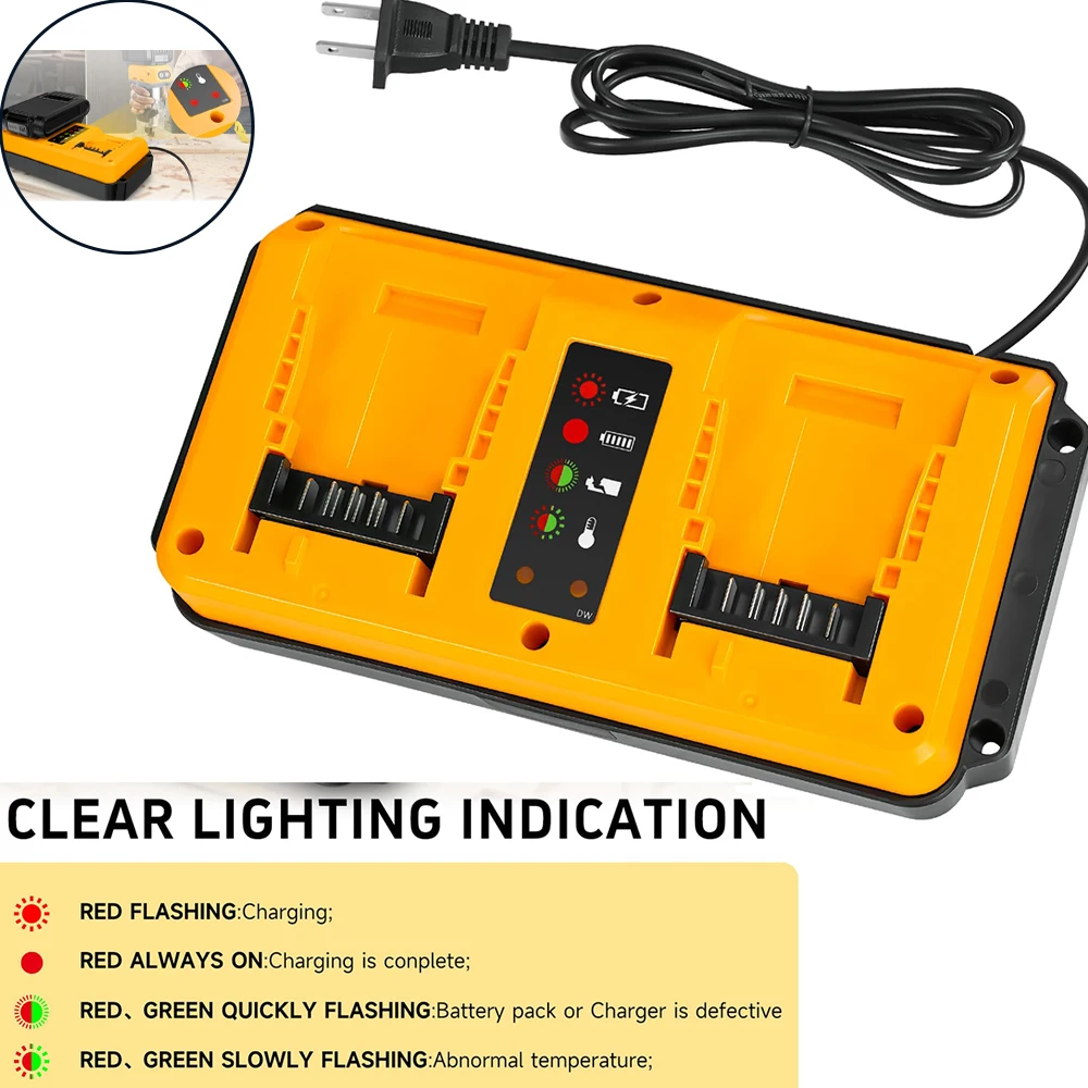 

Двойные порта 90 Вт для зарядного устройства Dewalt 20 В Max — замена зарядных устройств Dewalt 14,4 В/18 В/20 В