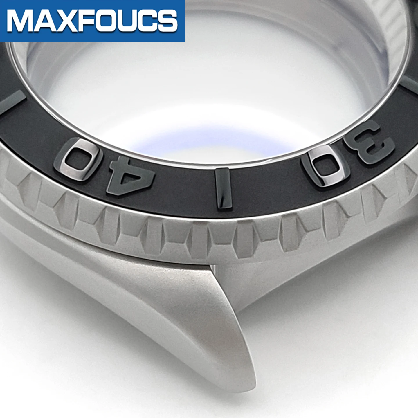 Mattes 3.8 SKX Silber-Uhrengehäuse, Krone bei 4 Uhr, Edelstahl-Finish, MOD NH36, Keramikeinsatz, Saphirglas, kundenspezifische Teile – Detail 8