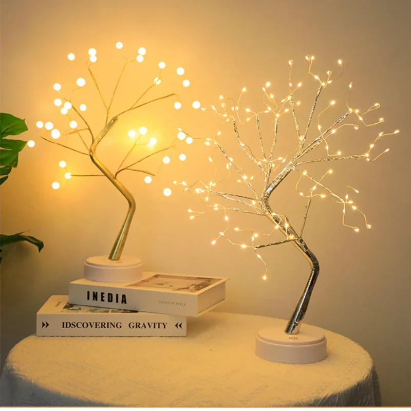 Mini Christmas Tree LED Night Light Tabletop Branch Night Lamp For  Home Bedroom Decoration Decor Fairy Light Holiday lighting