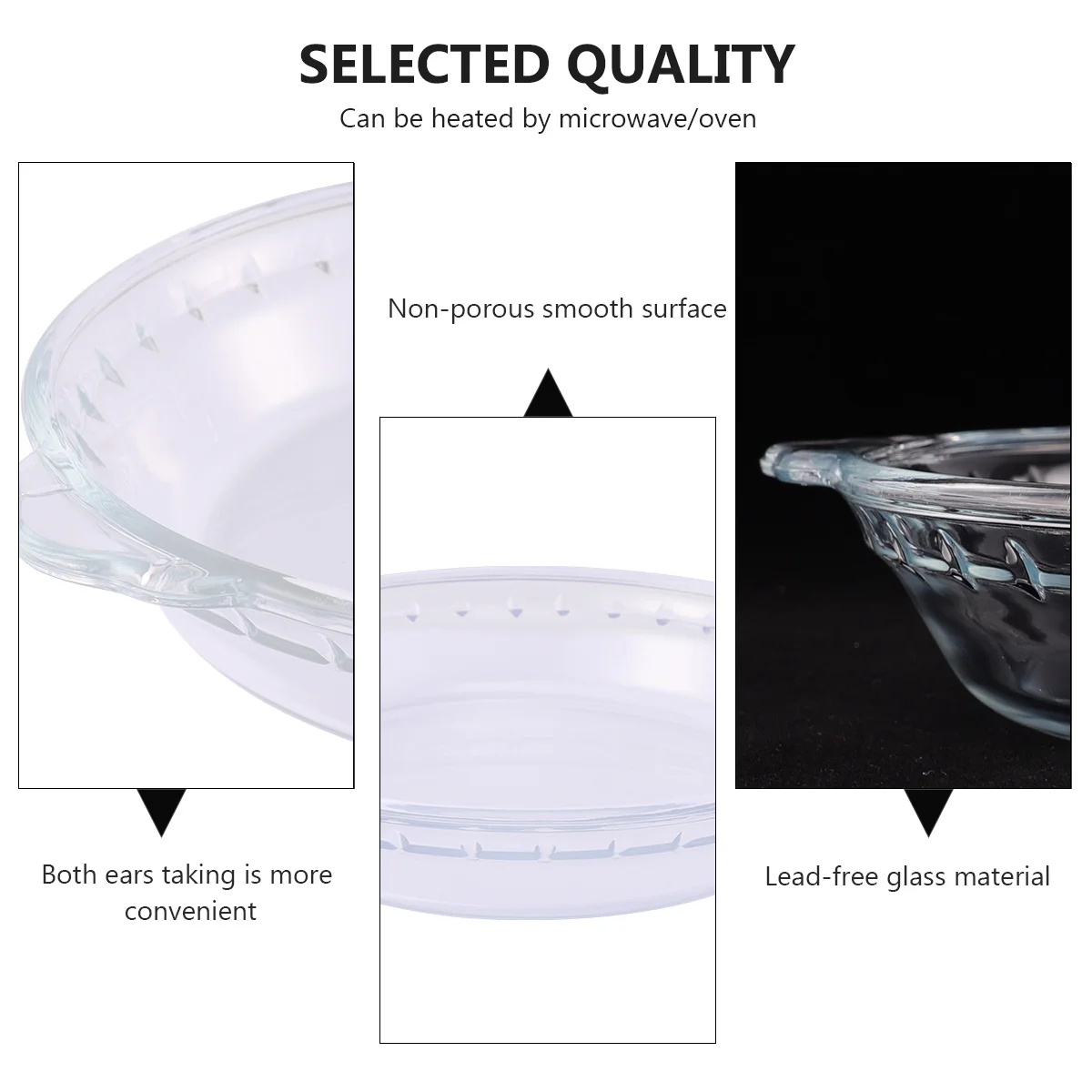

Microwave Oven Glass Bowl Transparent Nonporous Glass Plates for Baking Pies Quiches Tarts Roast Chicken Fish Even Heating