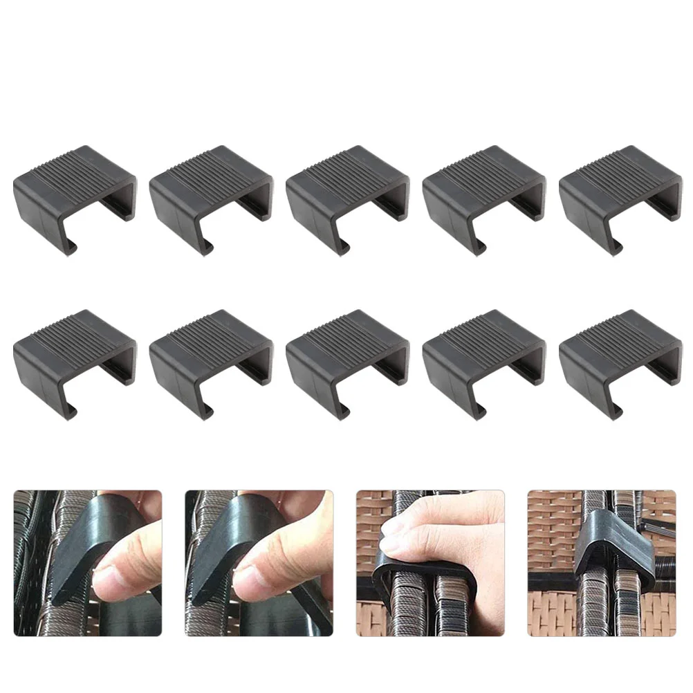 

10 Pcs Couch Sofa Furniture Clip Wicker Clips Connector Outdoor Clamps Alignment Black