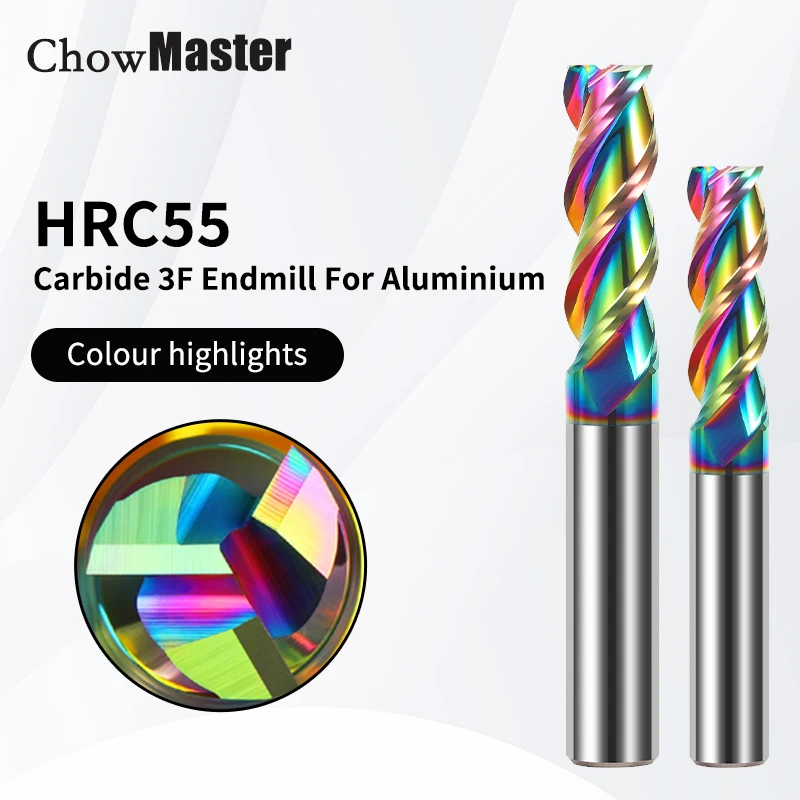 

HRC55 Aluminum DLC Milling Cutter 3-blade High Gloss Tungsten Steel Hard Alloy Extended End Milling Cutter CNC Cutter Tools