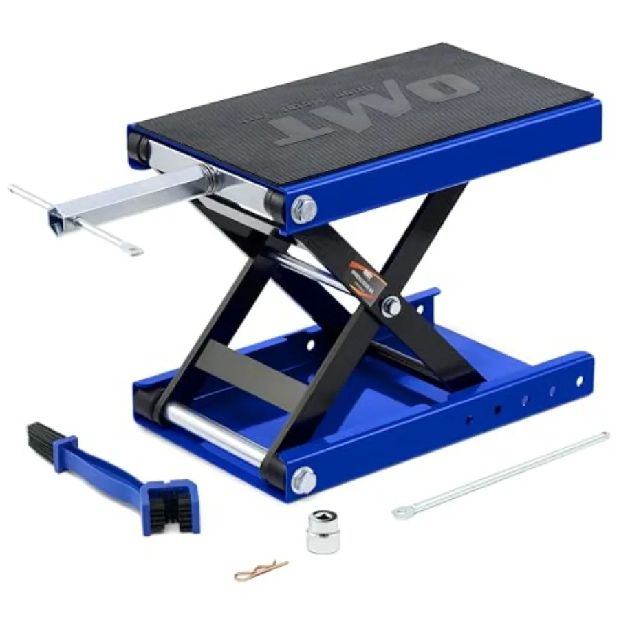 

Motorcycle Lift 1100lb Scissor Jack with Wide Deck T Handle 3/8 Socket Blue Motorcycle Center Stand Crank Hoist Stand for ATV D