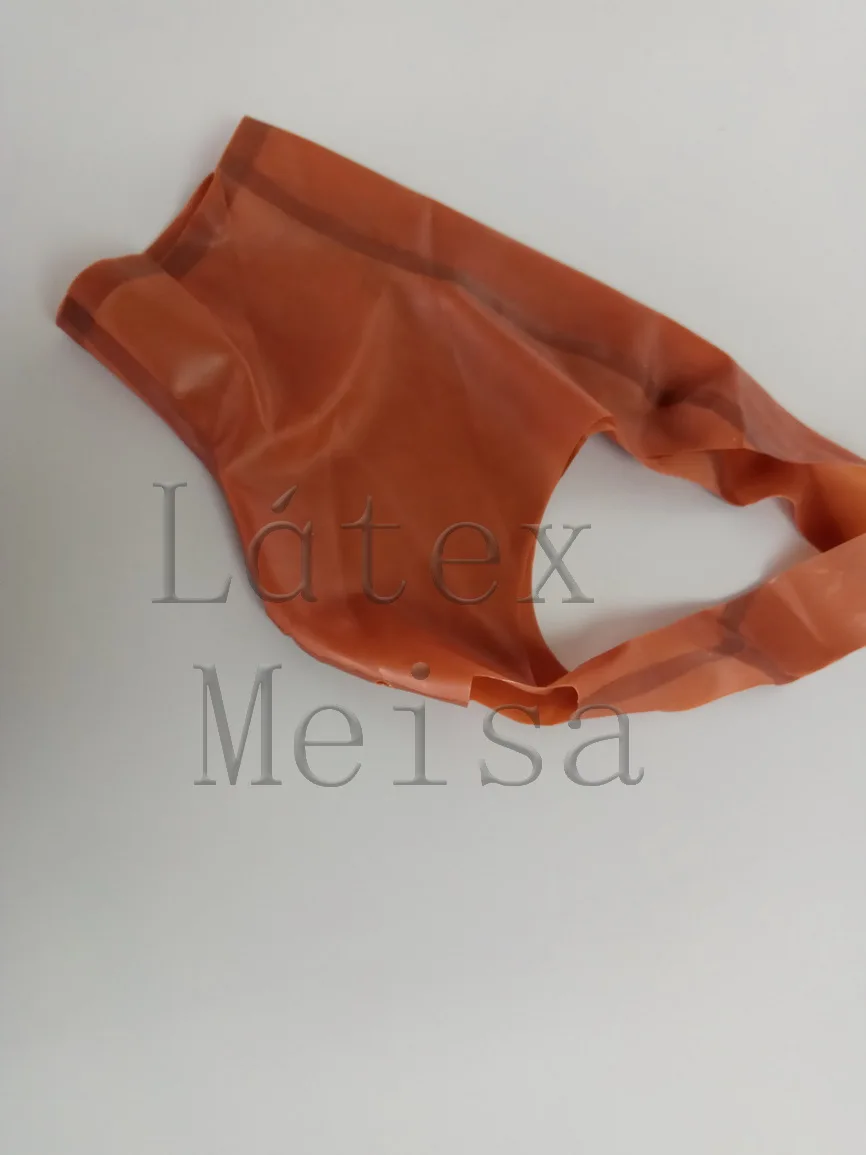 Capots en Latex Zentai marron Transparent, front ouverte, œil, nez et bouche sans fermeture éclair pour adultes