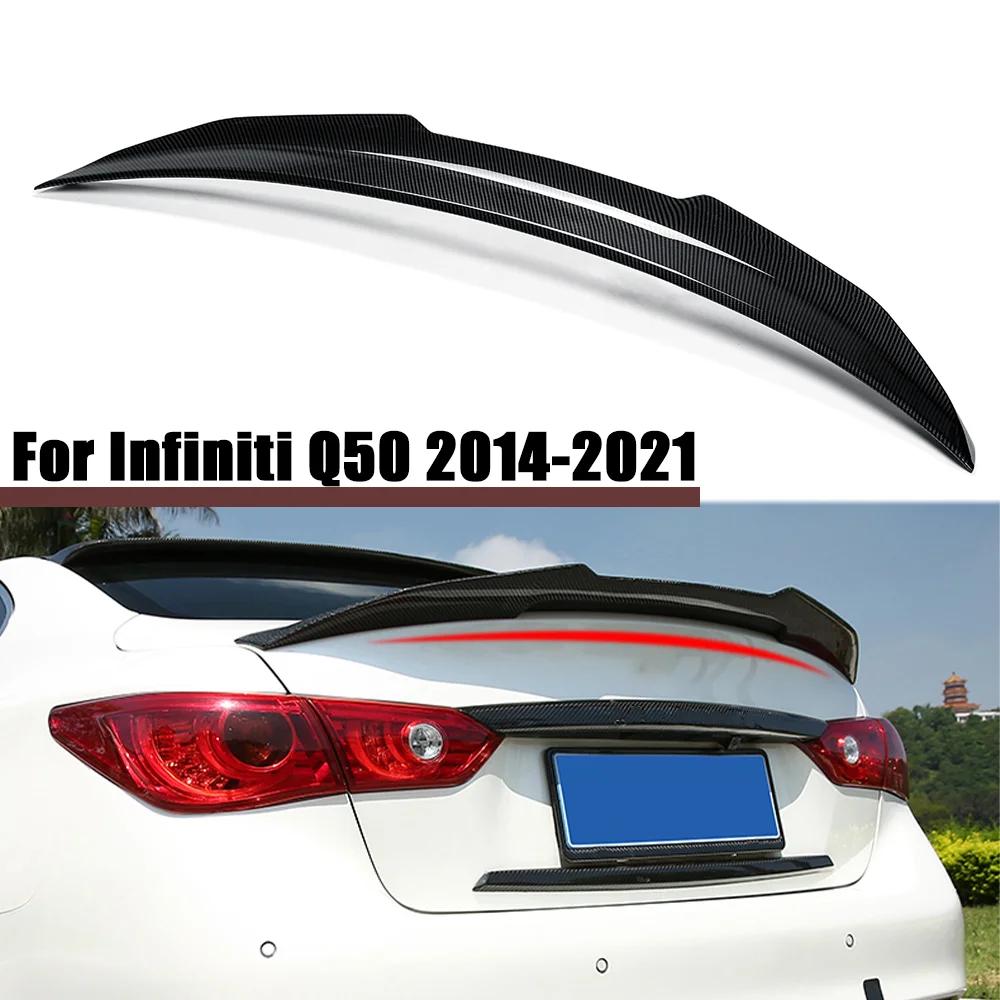 

Car Trunk Spoiler Wing For Infiniti Q50 2014-2021 Glossy Black / Carbon Fiber Look Car Rear Lip Wing Spoiler Racing Wing