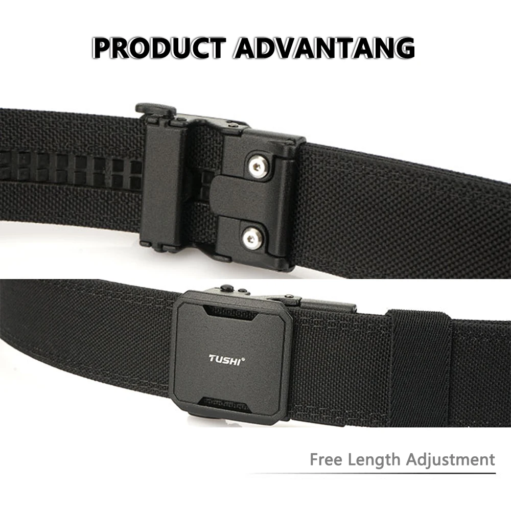 TUSHI Gürtel, harter taktischer Gürtel für Herren, Waffengürtel, EDC, Zinklegierungsschnalle, IPSC 1100D Nylon, Outdoor-Sportgürtel, männlicher Militärgürtel – Detail 8