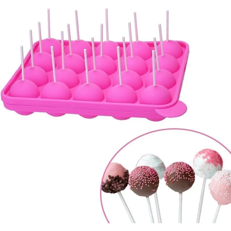 Silikon-Kuchen-Pop-Form-Set – 1 Packung Lutscher-Formen-Set mit 20 Kuchen-Pop-Sticks, ideal für Schokolade, Lutscher, Süßigkeiten, Kuchen-Pops