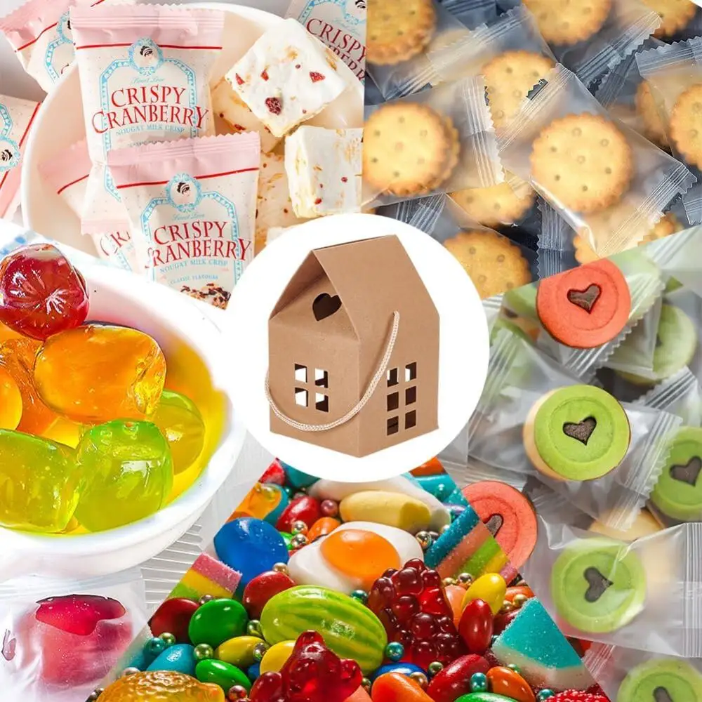 10PCS House Shaped Candy Boxes Kraft Paper Gift Boxes Wedding Favor Boxes Candy Storage Boxes Packing Boxes Decoration for Party