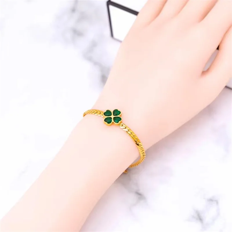 GANEMLY 316L Stainless Steel Butterfly Tree Clover Zircon Charm Bracelet For Women Fashion Trendy Wrist Chain Jewelry Gift Party