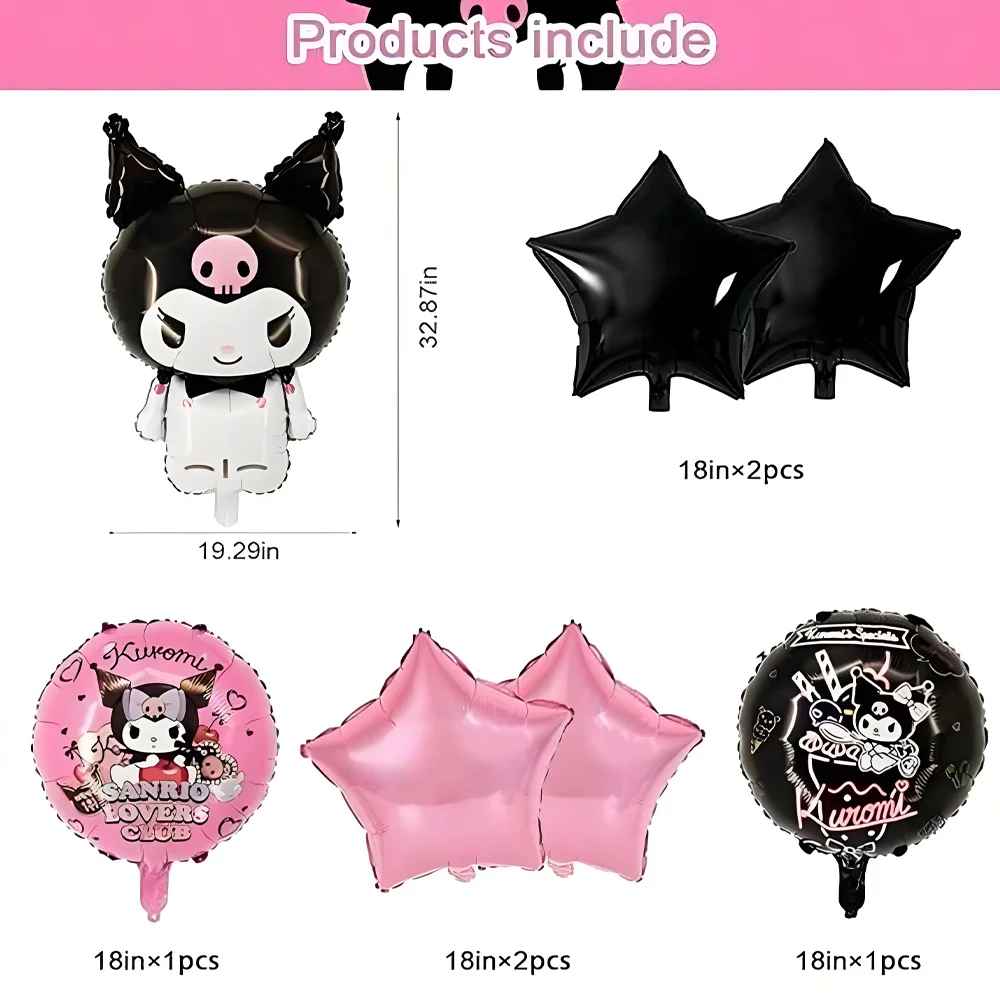 Kawaii Kuromi DIY Cartoon Party Balloons Classic Black Theme Party Decorations Halloween Christmas Gifts Toys Balloons Decor