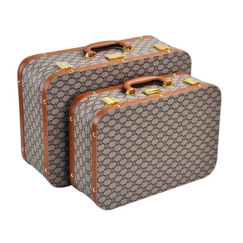 

European retro leather suitcase, suitcase, storage box, model room decorative box ornament