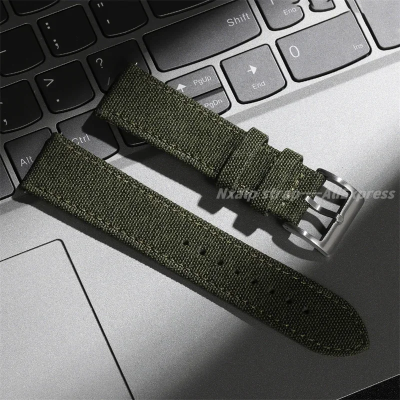 20mm 22mm Quality Sailcloth Watch Strap Leather Watch Bands Waterproof Fabric Watchband Qucik Release Wristband Belt Accessories