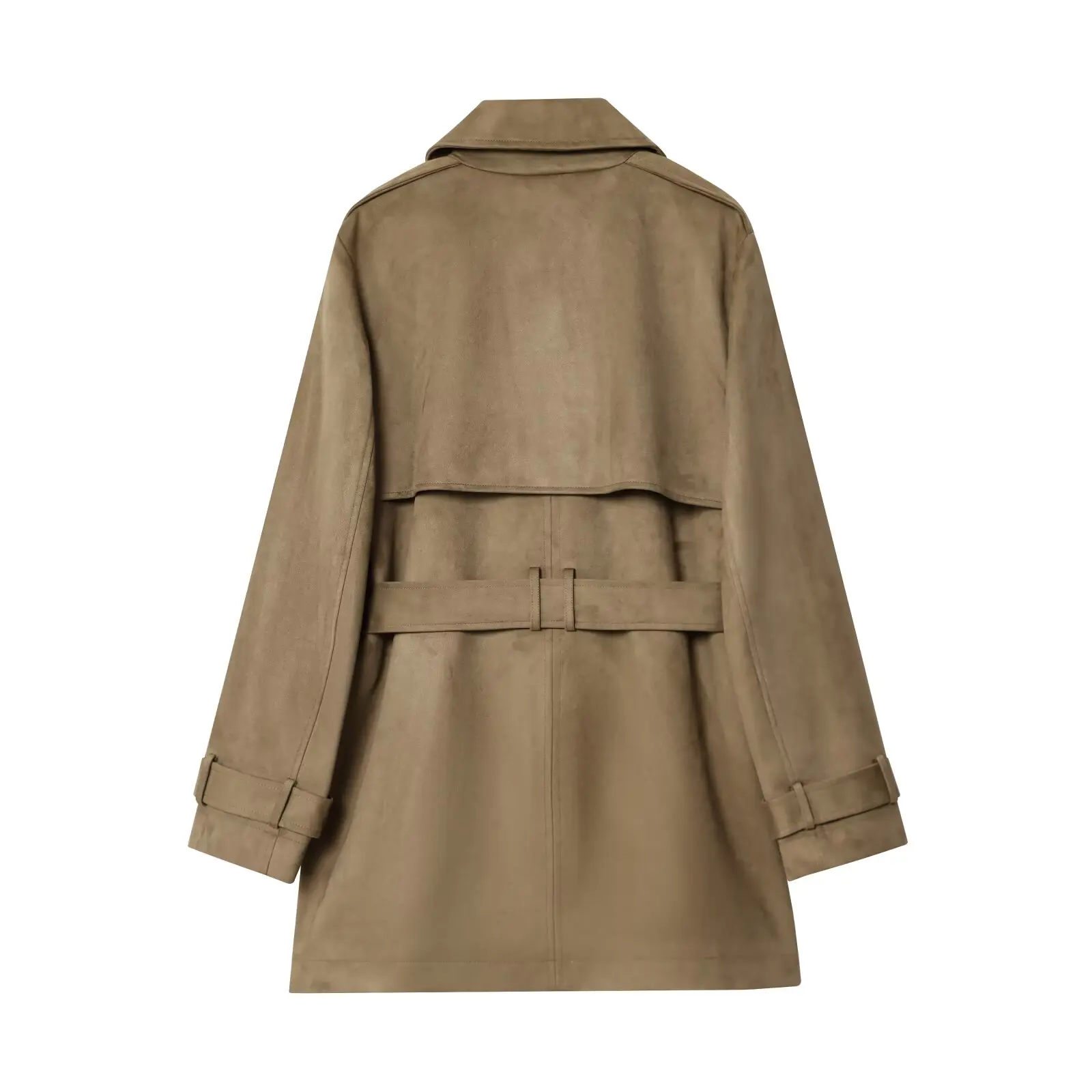 KONDALA Chic Khaki Casual Woman Fashion 2025 Wind Coats Suede Sashes Long Outwear Vintage Double Breasted Pockets Mujer Trench