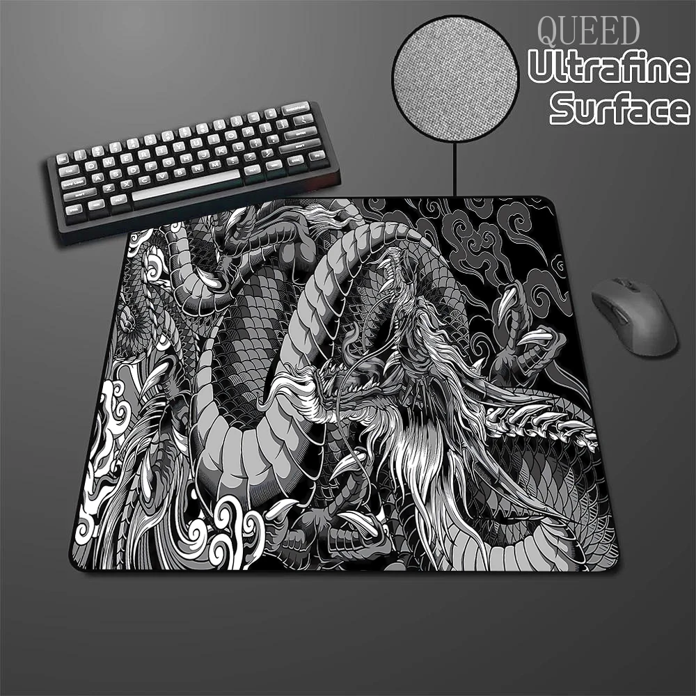 Black and White Dragon Control Balance Mousepad Gaming Gamer Mouse Mat Large Games Deskmat XXL Mouse Pad Pc Keyboard Mat 40x45CM