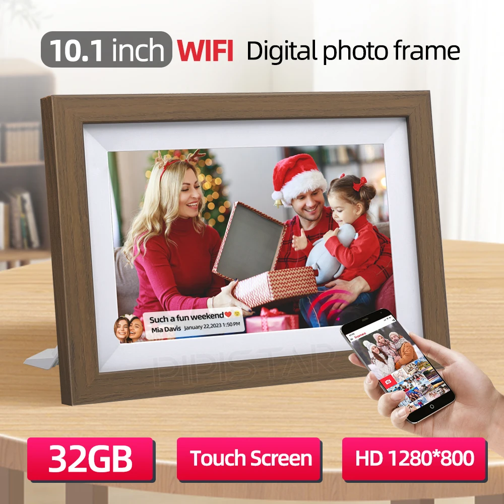 

10.1-inch digital photo frame, 32GB storage space, 1280 * 800 IPS high-definition touch screen, WIFI can play videos