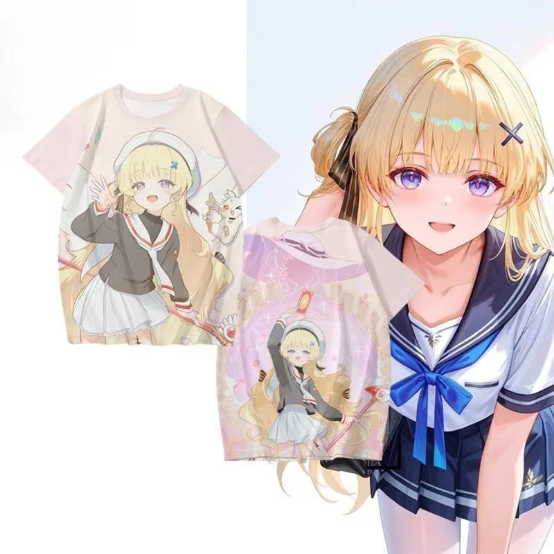 Wuthering Waves Phoebe Magical girl Maho Shojo Clow Card Game Anime T-shirt Short Sleeve Men and Women Unisex Anime Clothes