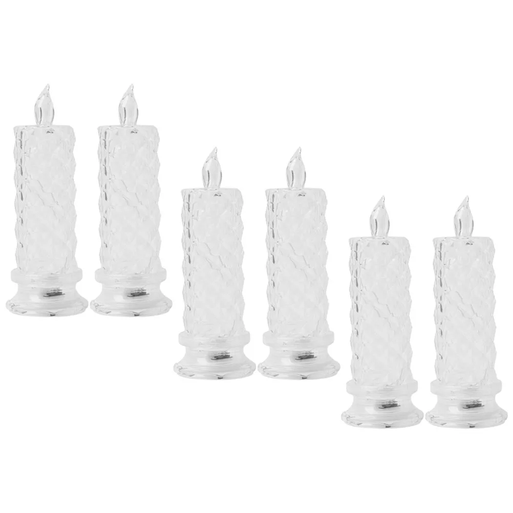 Lámpara LED con forma de rosa de cristal, velas parpadeantes sin llama para centro de mesa de boda, regalo de decoración del hogar, candelabros LED, 6 uds.