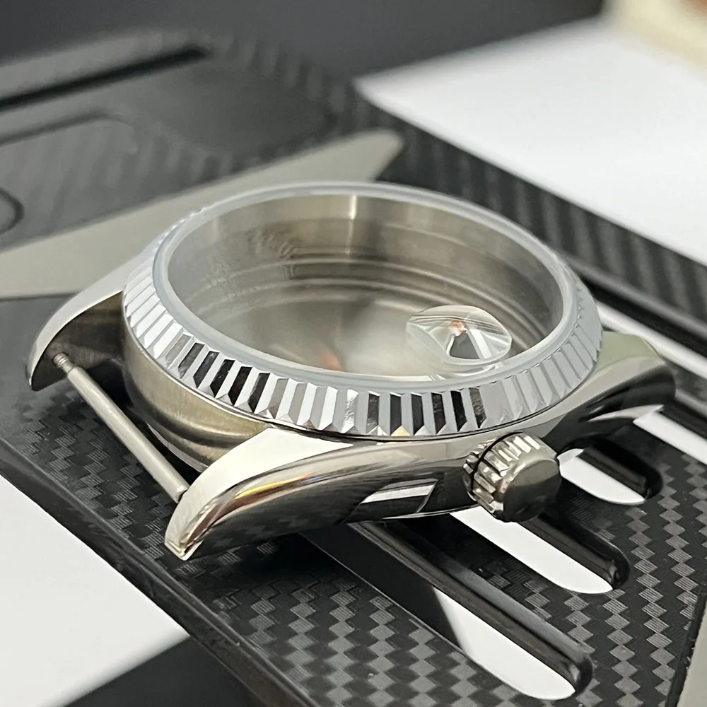 حافظة فولاذية 39 مللي متر NH35 ملحقات غطاء خلفي شفاف مناسب لحركات NH35 وNH36 حزام 20 مللي متر