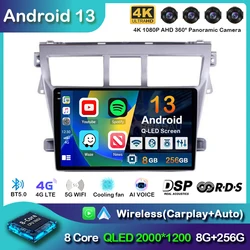 Android 13 Carplay Auto Car Radio For Toyota Vios Yaris 2007 2008 2009 2010-2012 Multimedia Video Player GPS Navigation Stereo