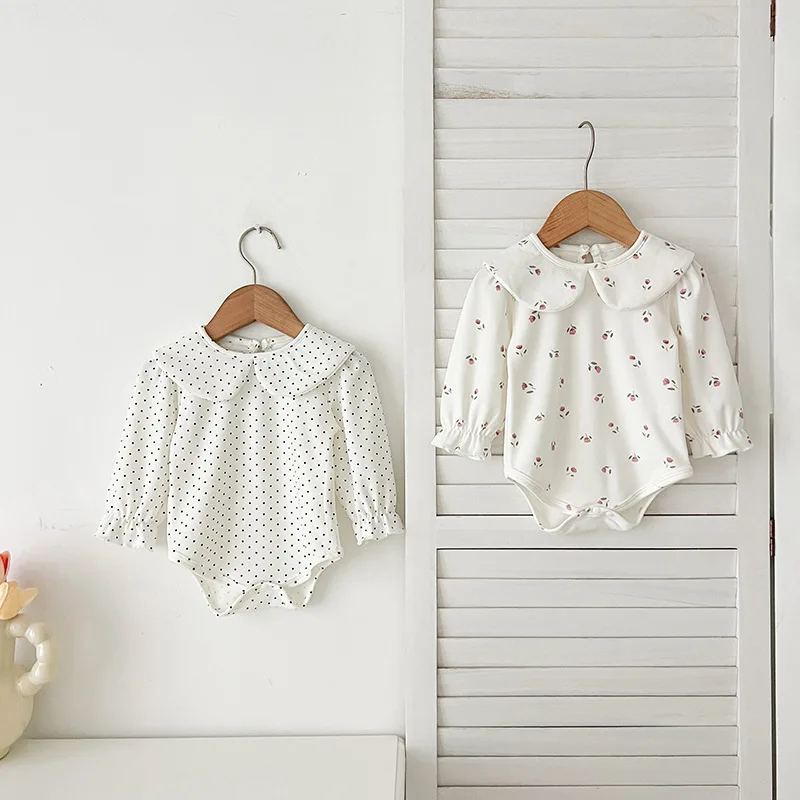 

2025 Autumn Infant Romper Peter Pan Collar Long Sleeve Cotton Clothing Baby Bodysuit 0-24 Months Soft Breathable Toddler Outfit