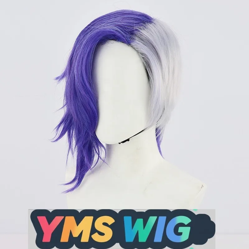 【Hombre libre】Peluca de cosplay Peggy Wan de una pieza, doble color a juego, piratas bestias, púrpura, largo y rizado