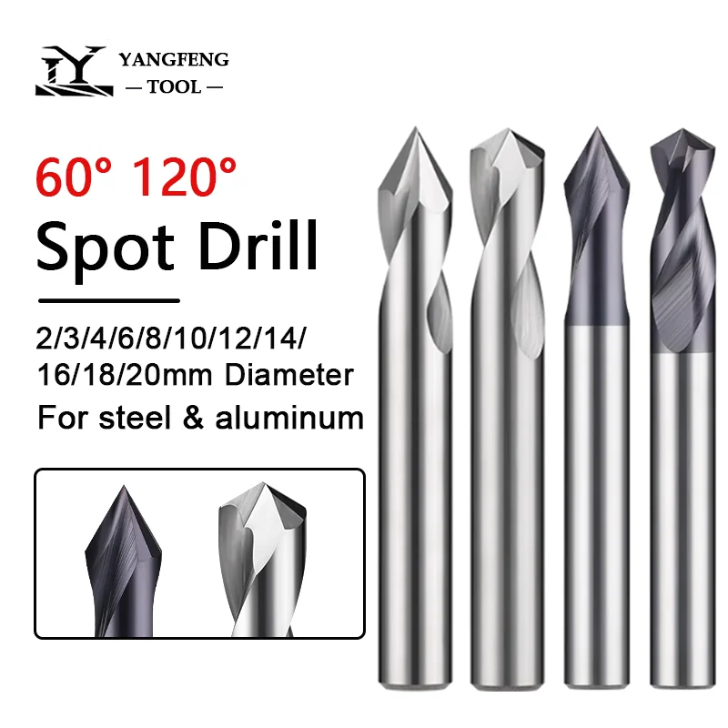 

Spot Drill Bit 60 120 Degress Tungsten Carbide 1-12mm Location Prepare Guide Pilot Hole Chamfering Tool For Machining Steel AL