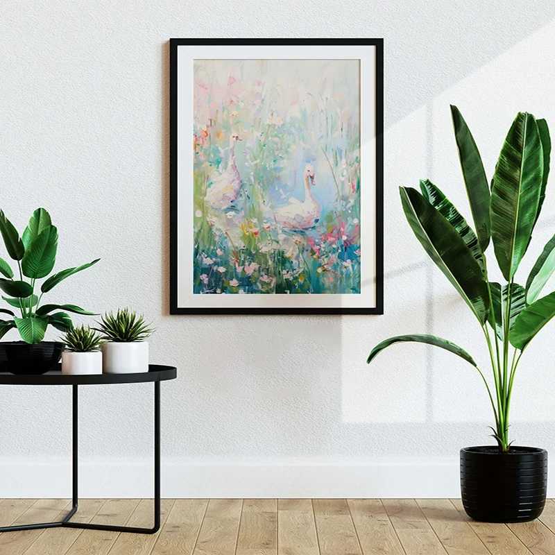 خمر طبيعة مزرعة لطيف بطة بيضاء الملصقات والمطبوعات قماش الطباعة جدار صورة فنية لغرفة المعيشة ديكور المنزل الهدايا #4