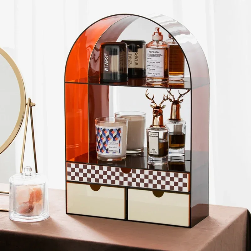 

Simple Arch Display Stand Drawer Storage Box Vanity Jewelry Organizer Clear Double-Sided Reflection Transparent Lightweight